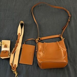 Zara Brown Leather Crossbody Purse